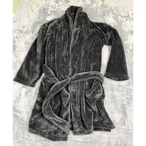 Victoria’s Secret Black Plush Embroidered Robe XS/S Belted Luxe Comfort